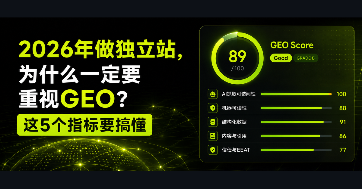 2026年做独立站,为什么一定要重视GEO?这5个指标要搞懂